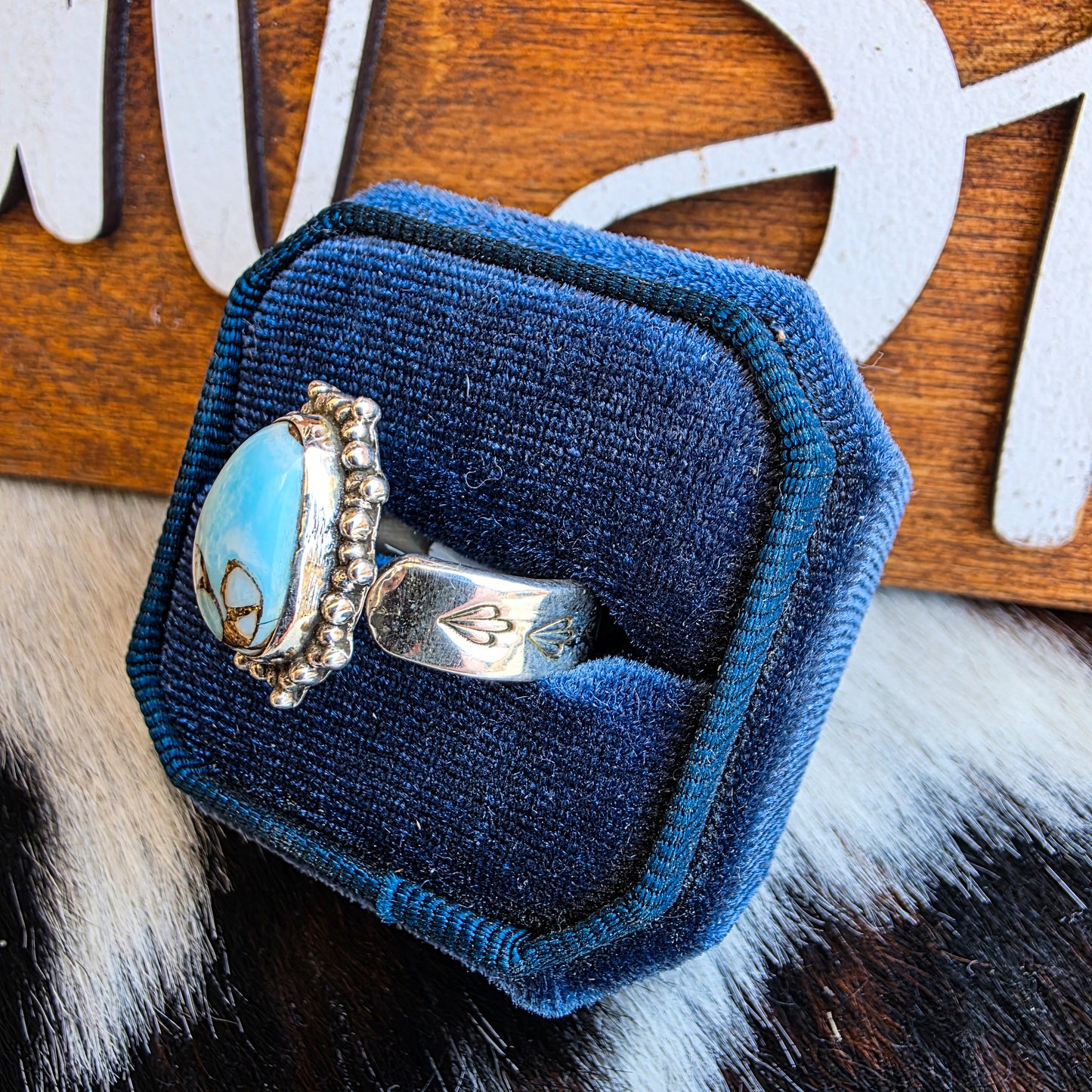 The Aliana Adjustable Kingman Cotton Candy Ring