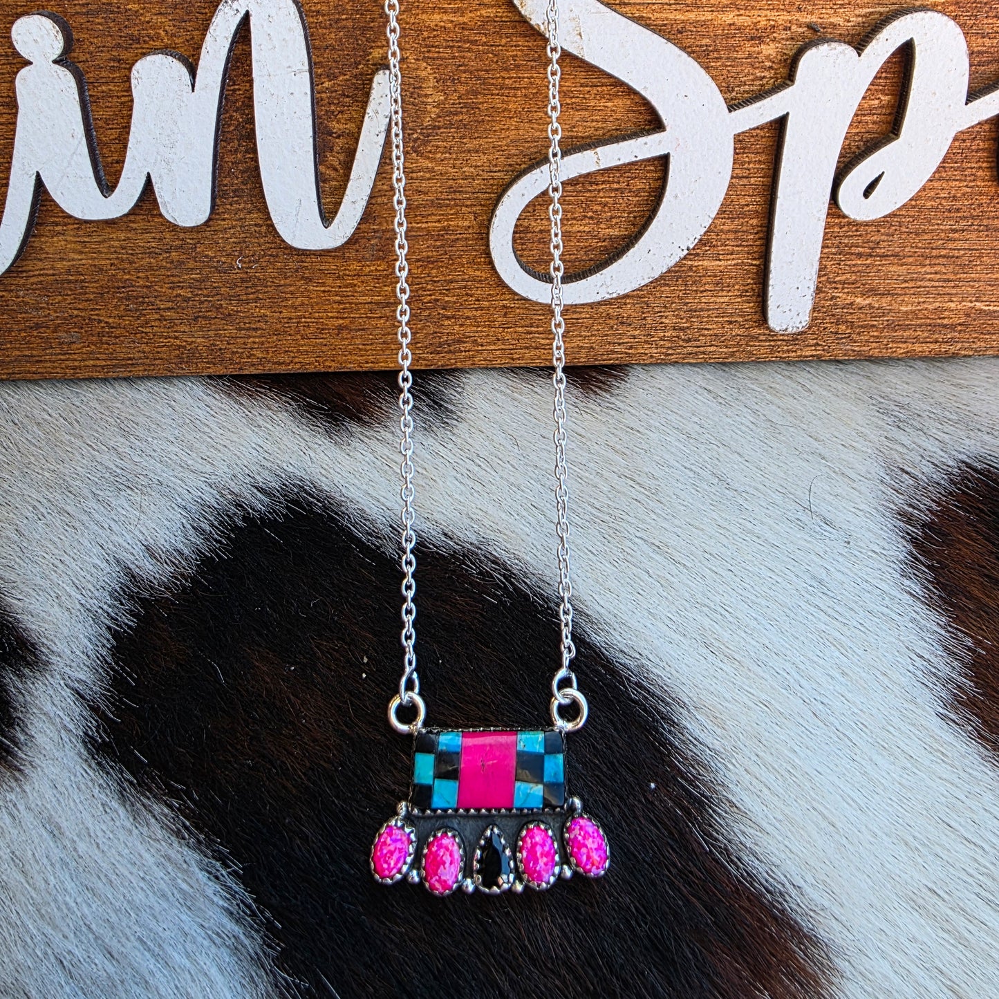 The Zora II Bar Checkerboard Necklace