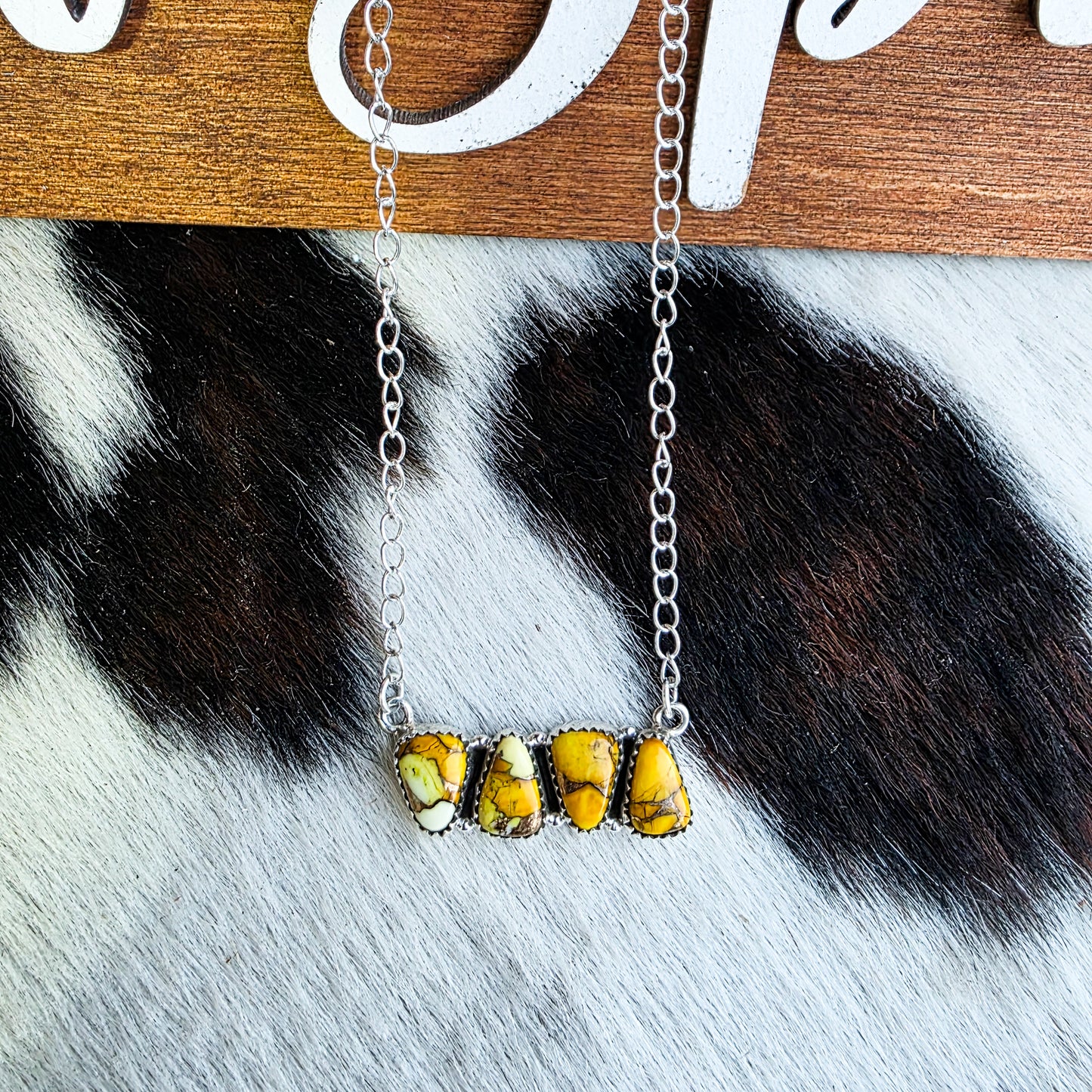 Honey Dahlia 4 Stone Bar Necklace