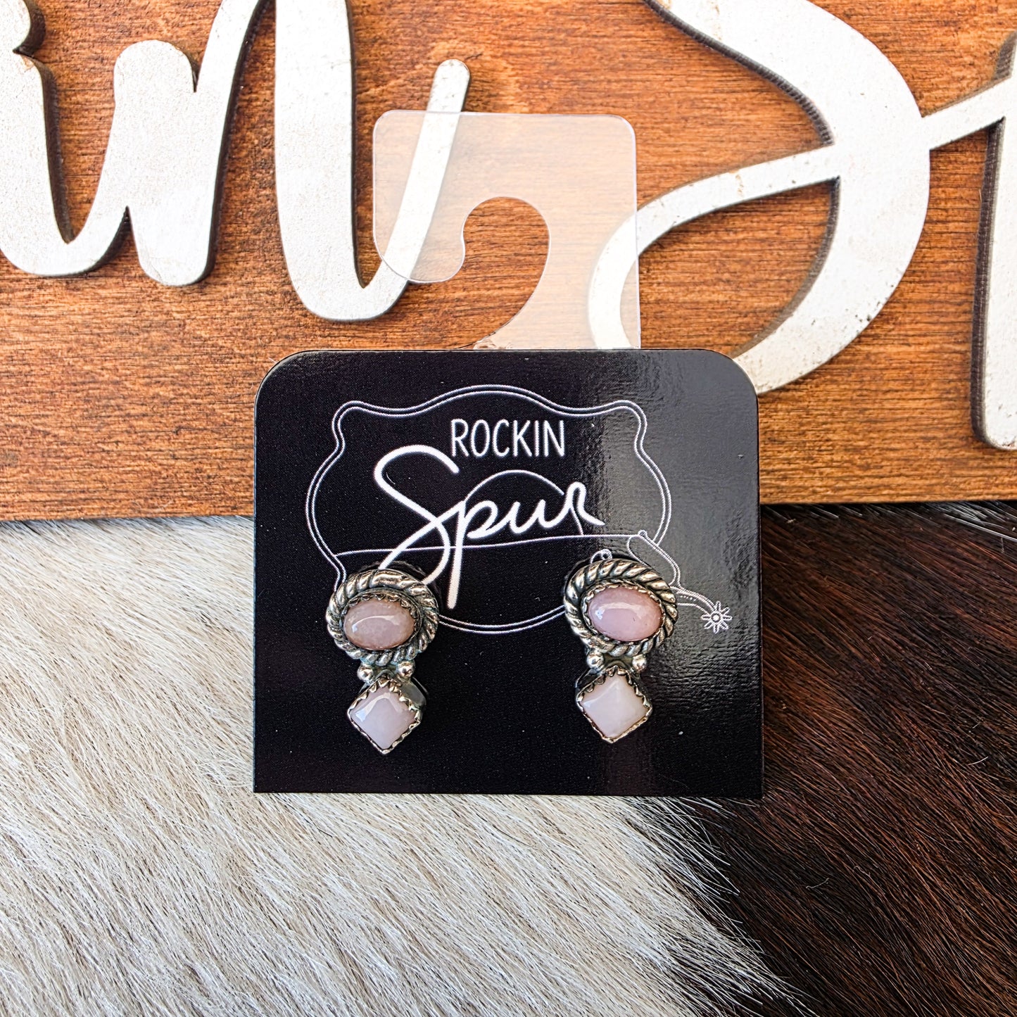 The Alena Pink Opal Stud Earrings
