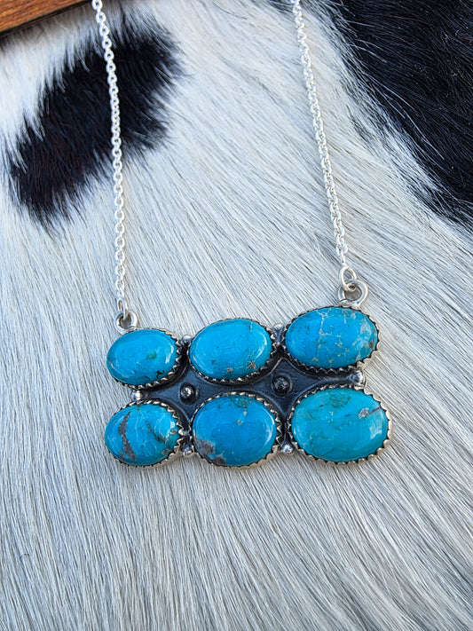 The Fallon Turquoise Cluster Bar Necklace