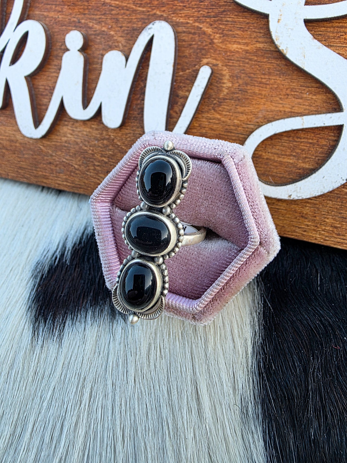 The Lennox Onyx Adjustable Ring