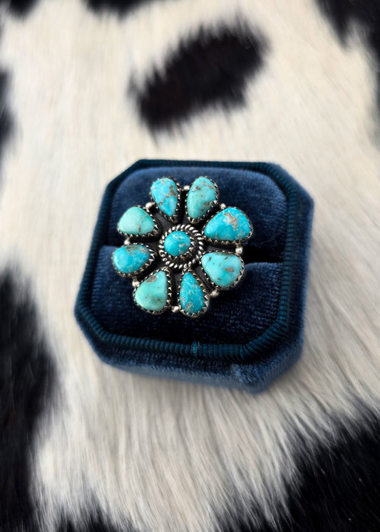 The Della White Water Turquoise Adjustable Ring