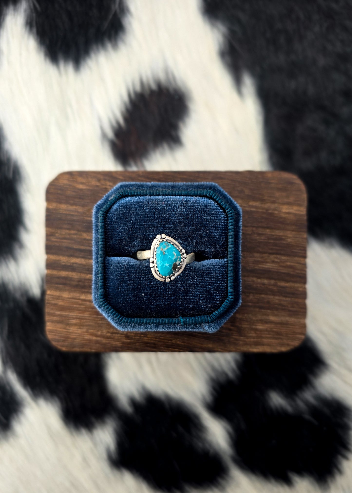 The Luna White Water Turquoise Adjustable Ring