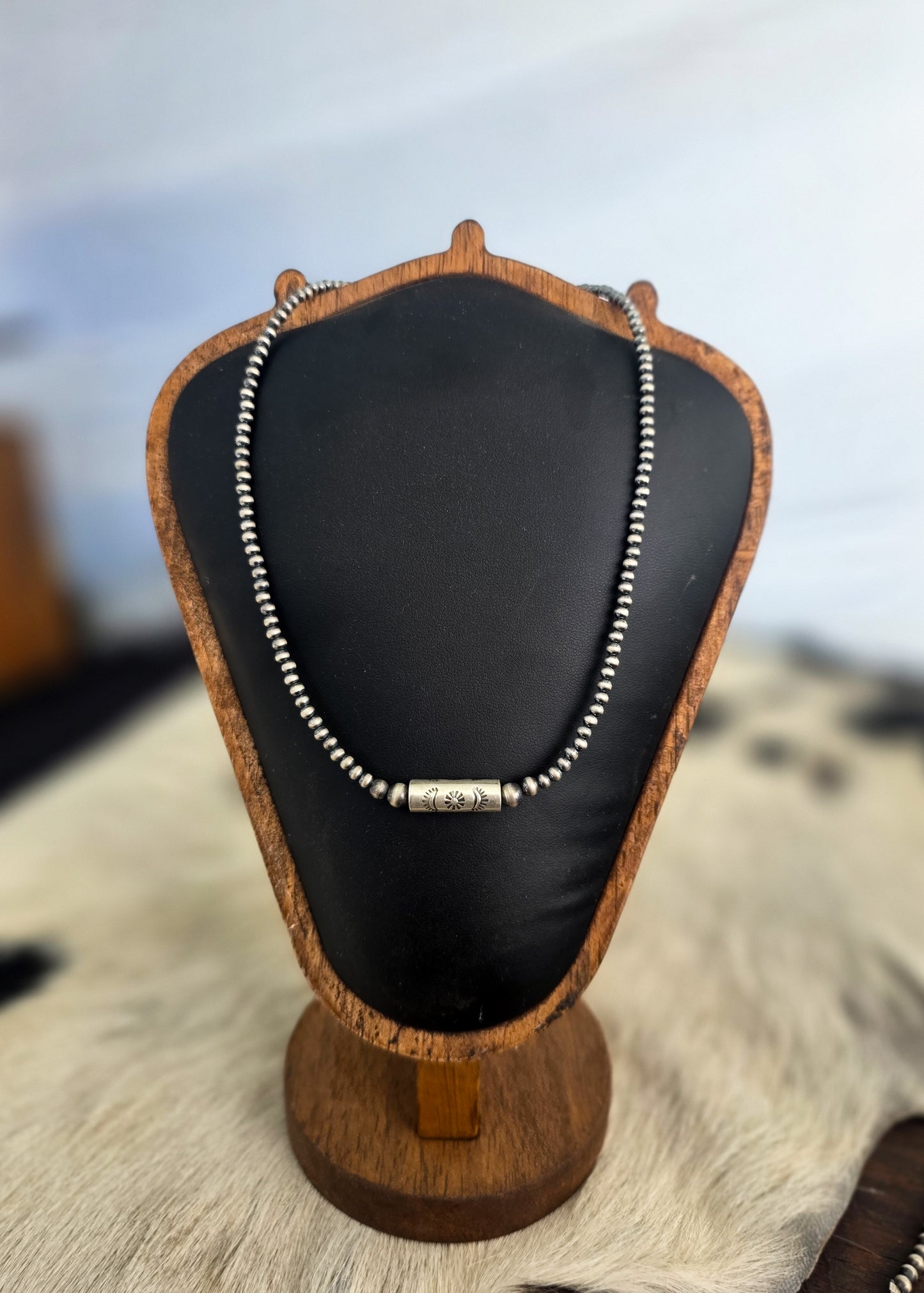 The Barrel Bead Sterling Silver Pearl Necklace