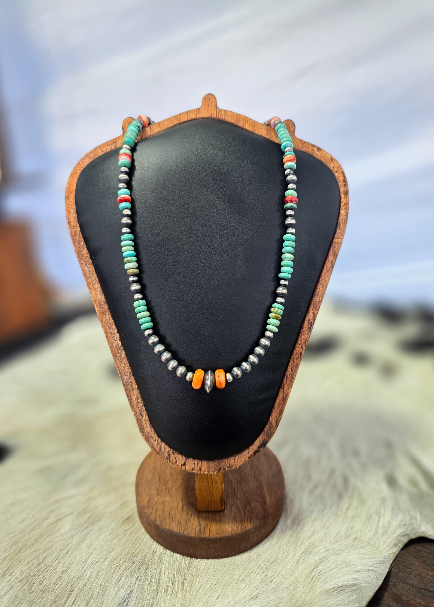 The Turquoise & Spiny Sterling Silver Pearl Necklace