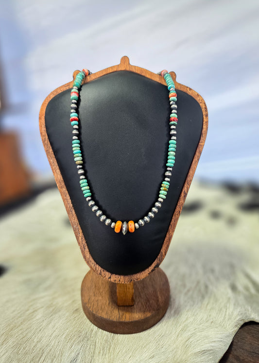 The Turquoise & Spiny Sterling Silver Pearl Necklace