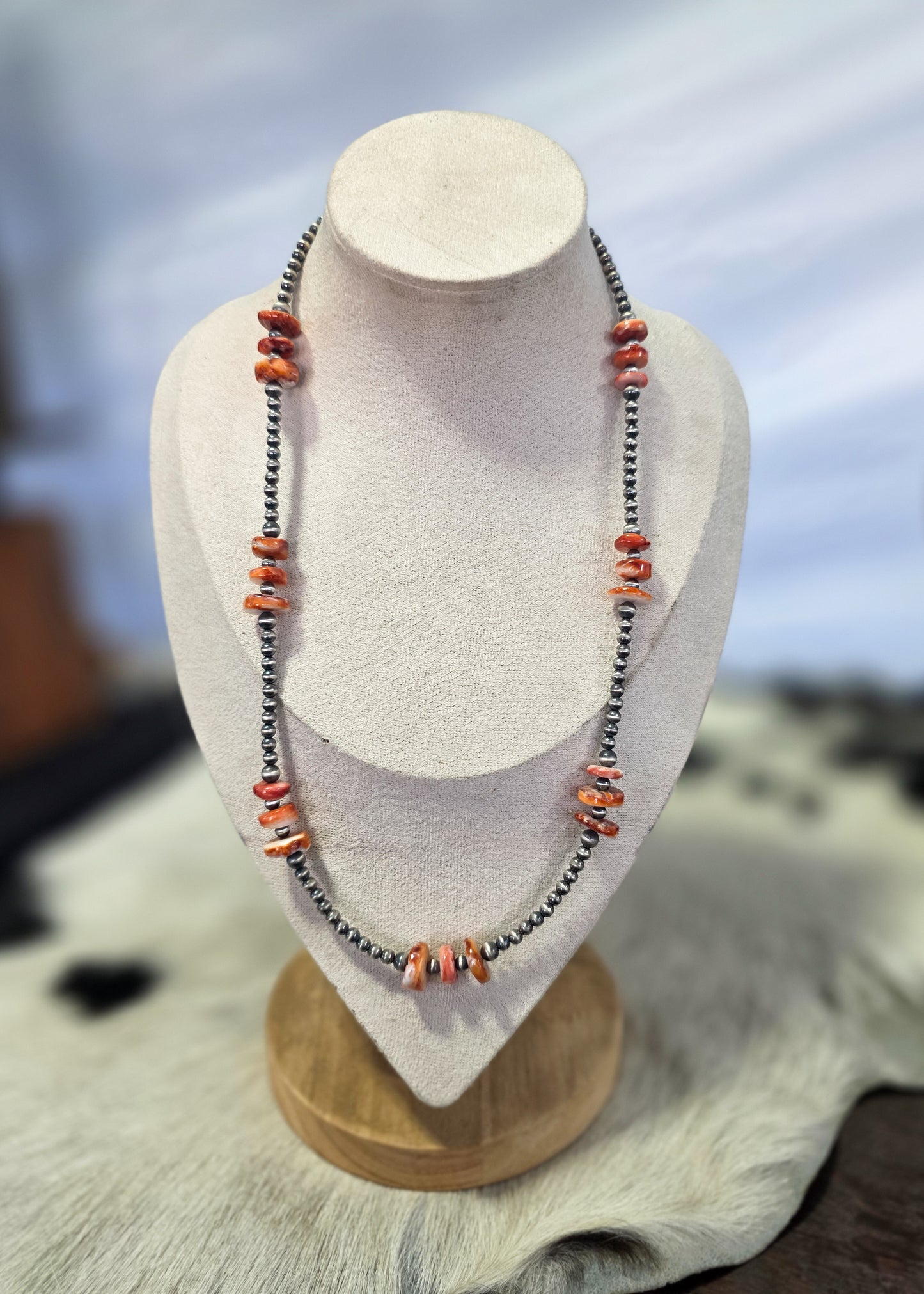 The 22" Spiny & Sterling Silver Pearl Necklace