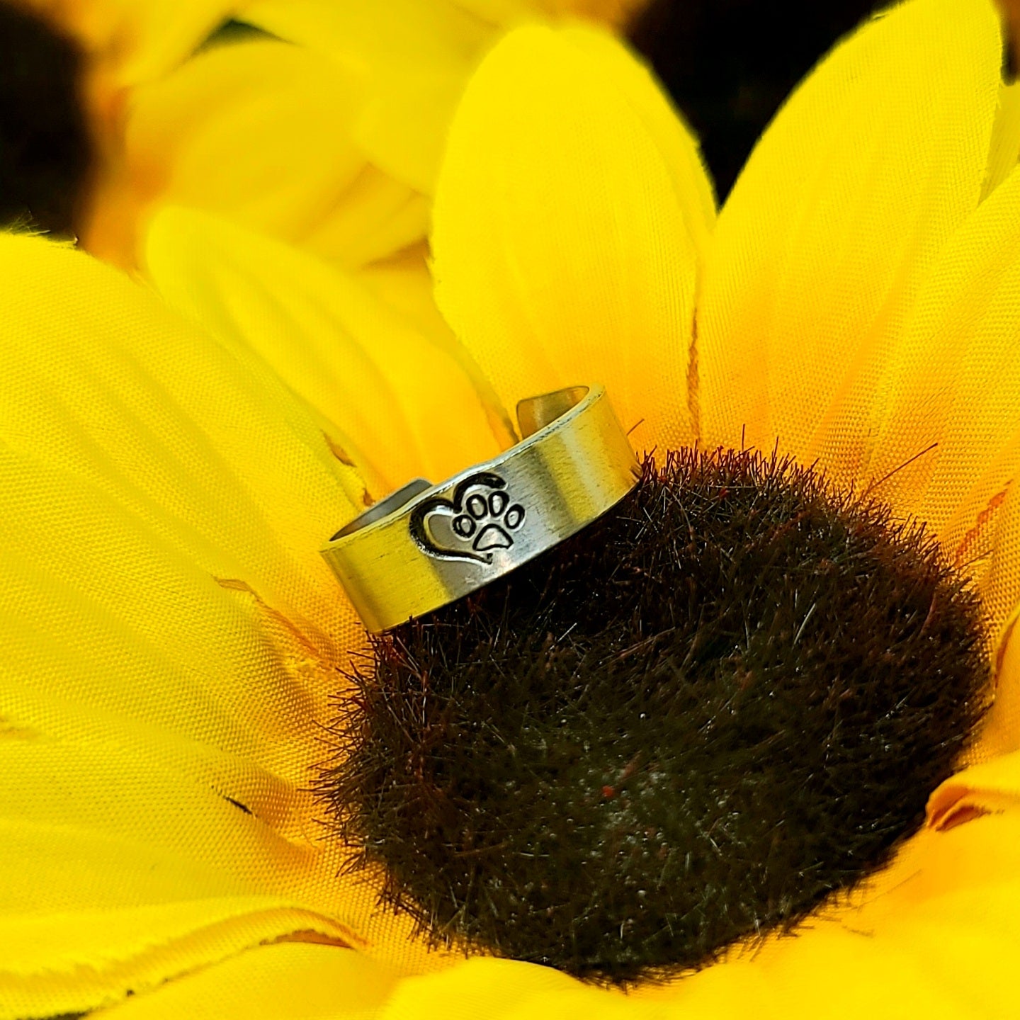 Heart Paw Stamped Ring