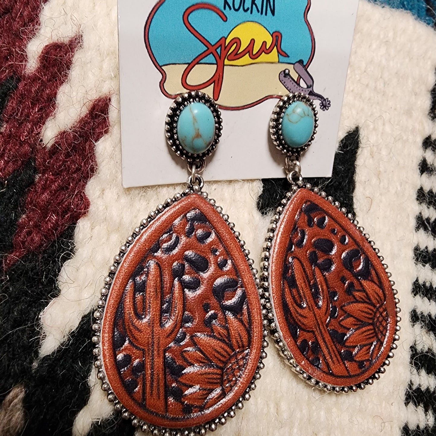 Tooled Sunflower Earrings