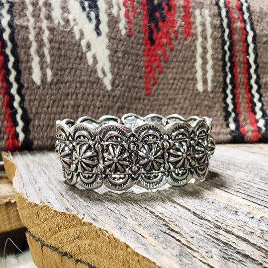 Silver Stamped Concho Bracelet