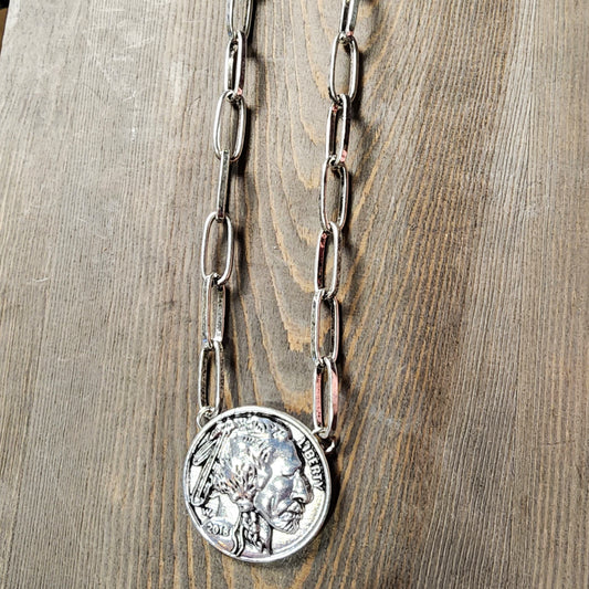 Paperclip Buffalo Nickel Necklace