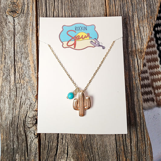 Cactus Charm Gold Necklace