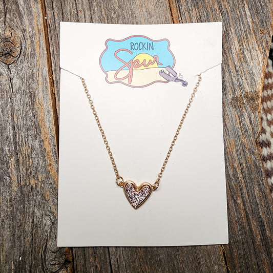 Druzy Heart Gold Necklace