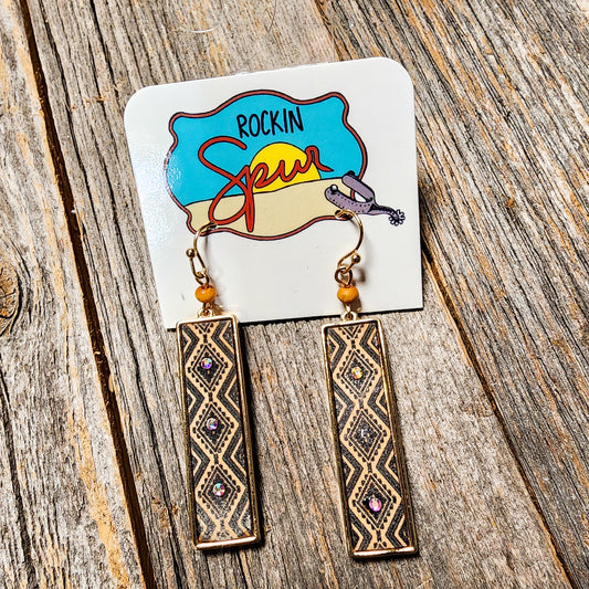 Aztec Gold Bar Earrings