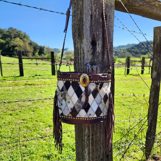 The Diamond Checkered Cowhide Purse