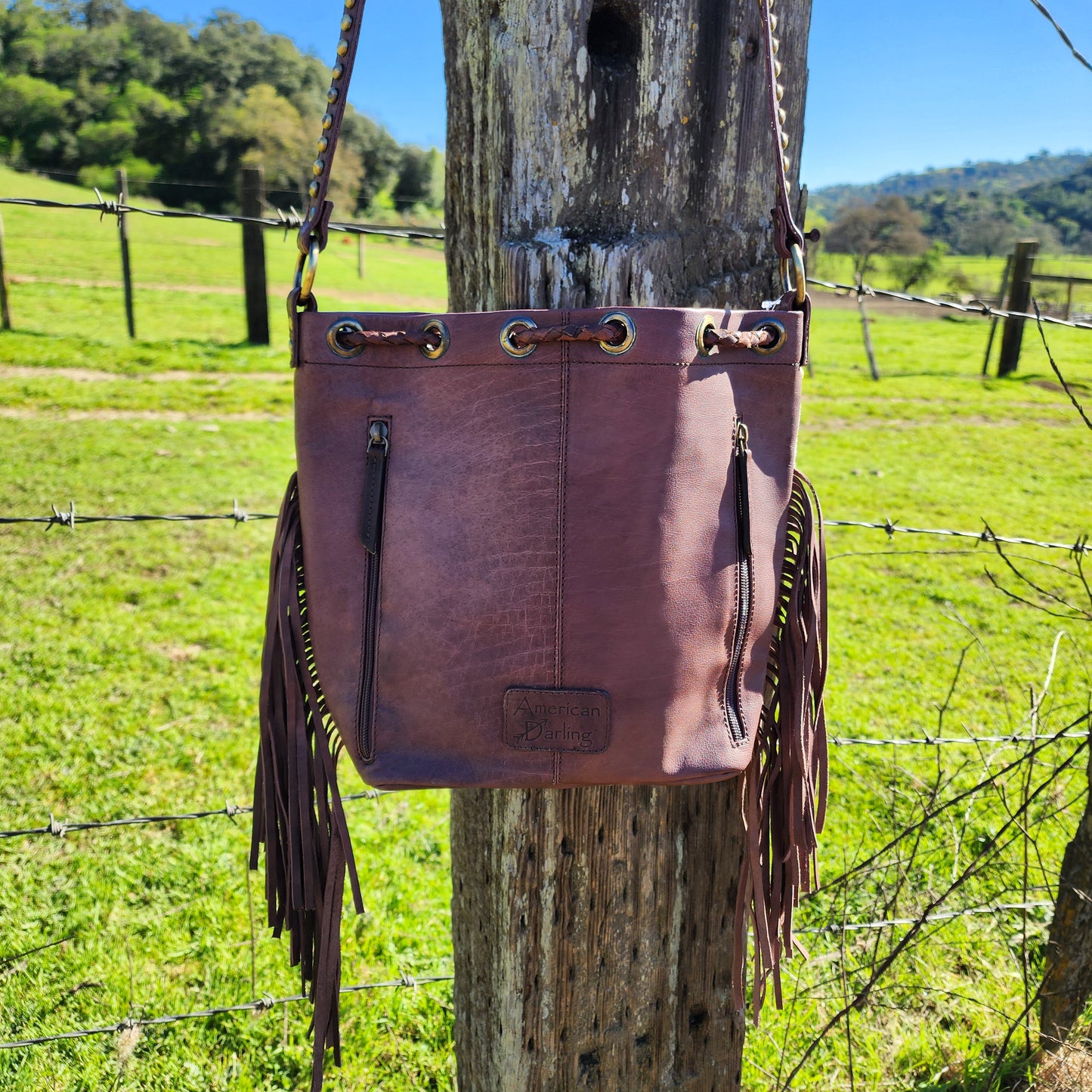 The Diamond Checkered Cowhide Purse