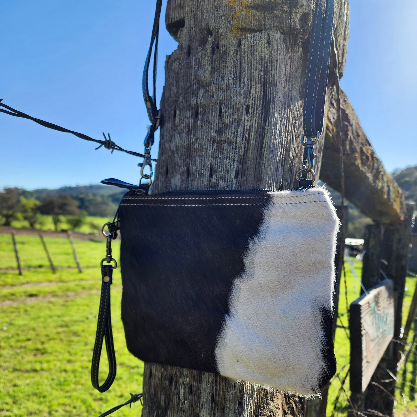 Simple Cowhide Crossbody Purse