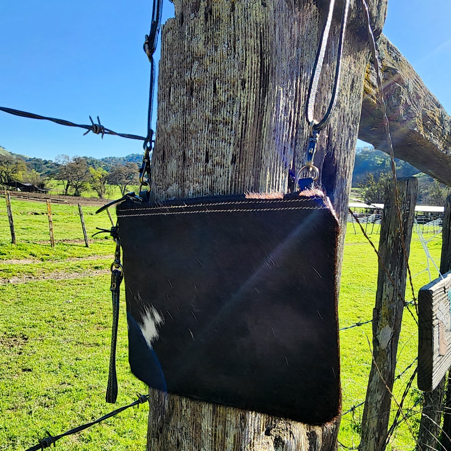 Simple Cowhide Crossbody Purse