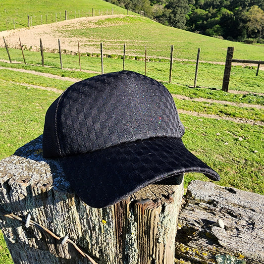 Black Sparkle Checkerboard Baseball Ball Cap