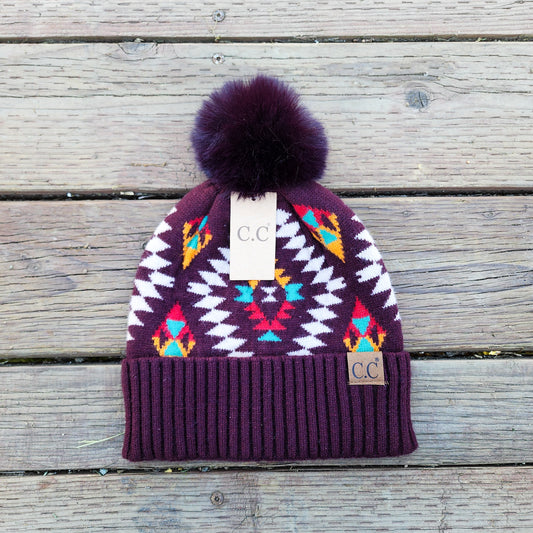 Dark Berry Aztec Beanie