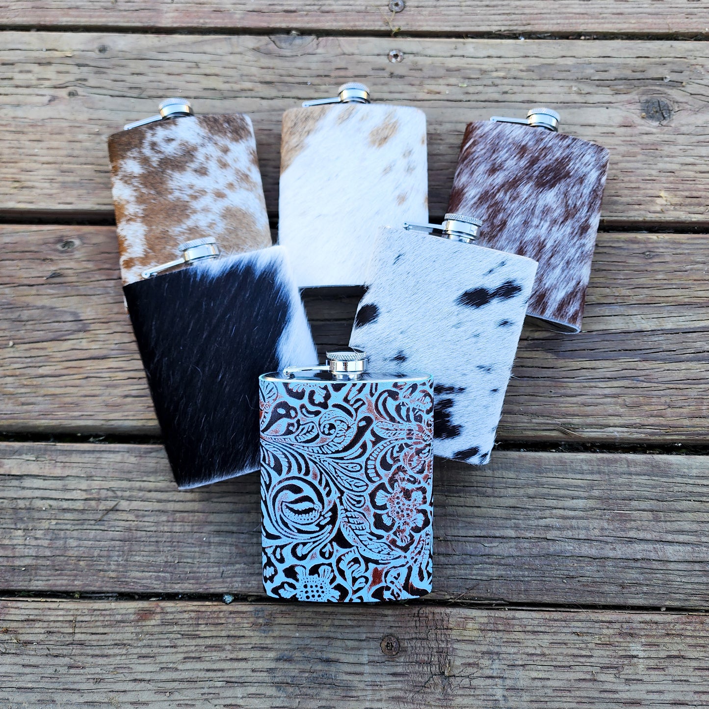 Tall 8oz Cowhide Flask