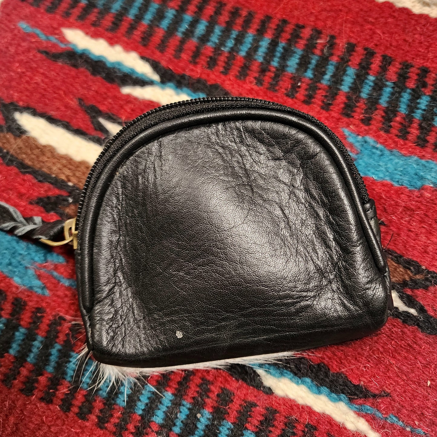 Black Leather Cowhide Coin Purse Wallet