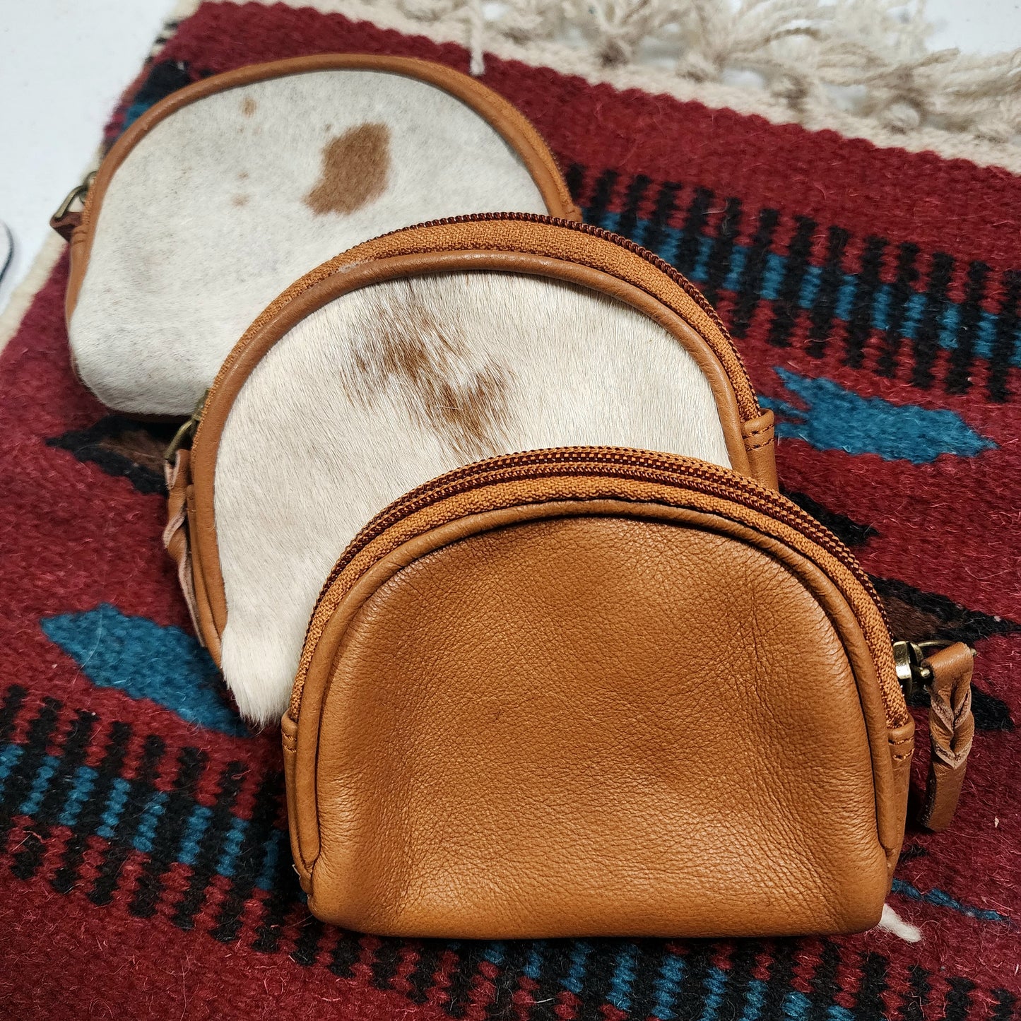 Light Brown Leather Cowhide Coin Purse Wallet