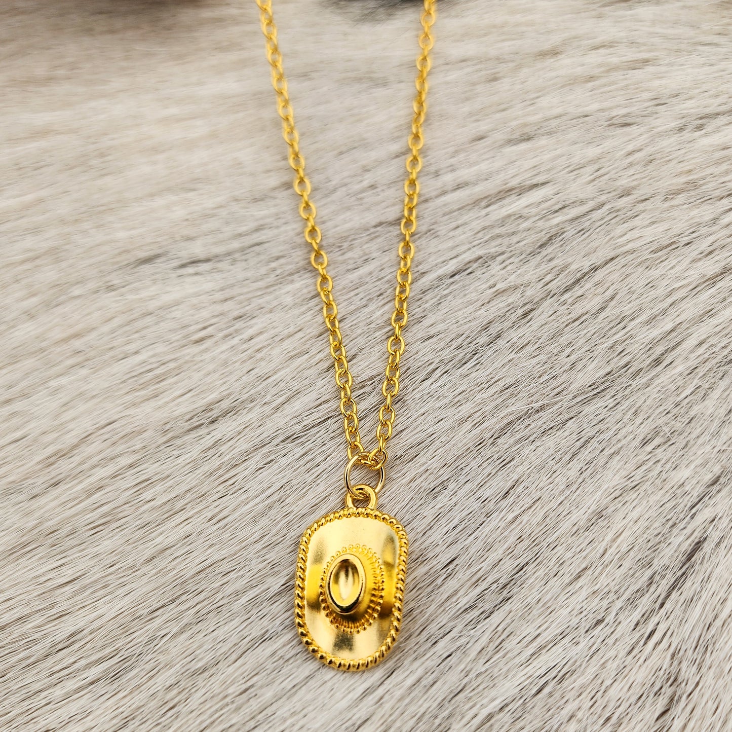 Golden Cowboy Hat Necklace