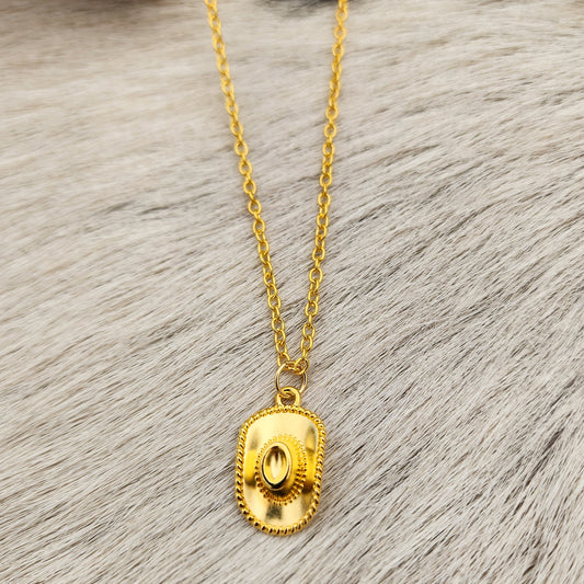 Golden Cowboy Hat Necklace