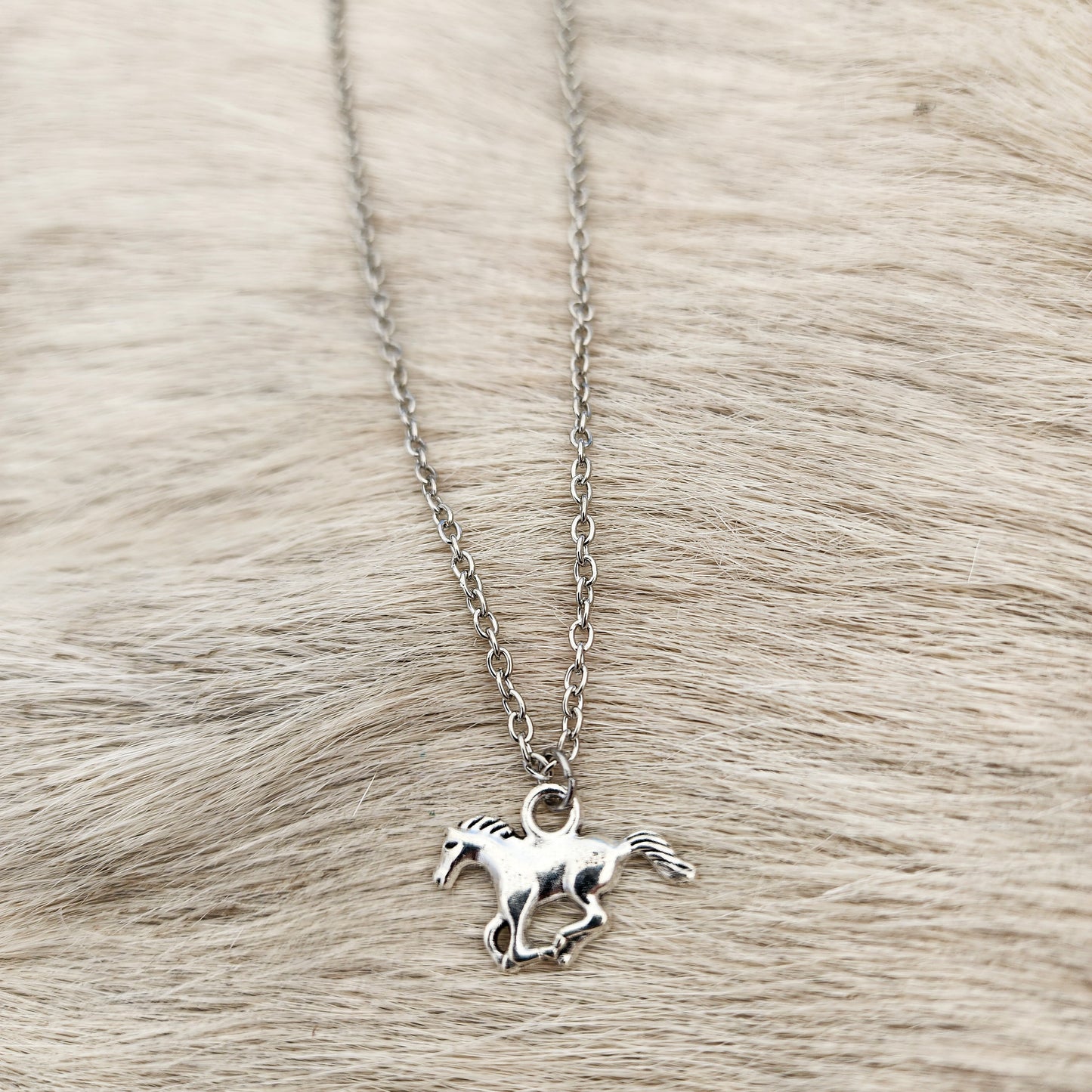 Silvertone Horse Necklace