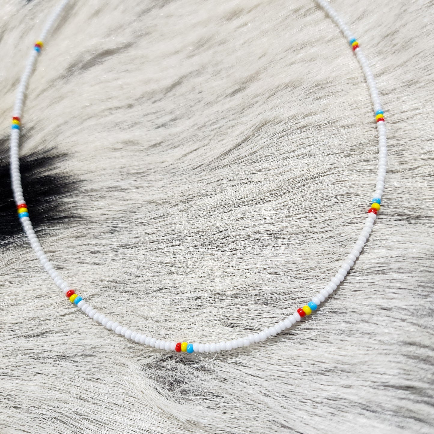 White w/ a Pop Of Color Choker Necklace