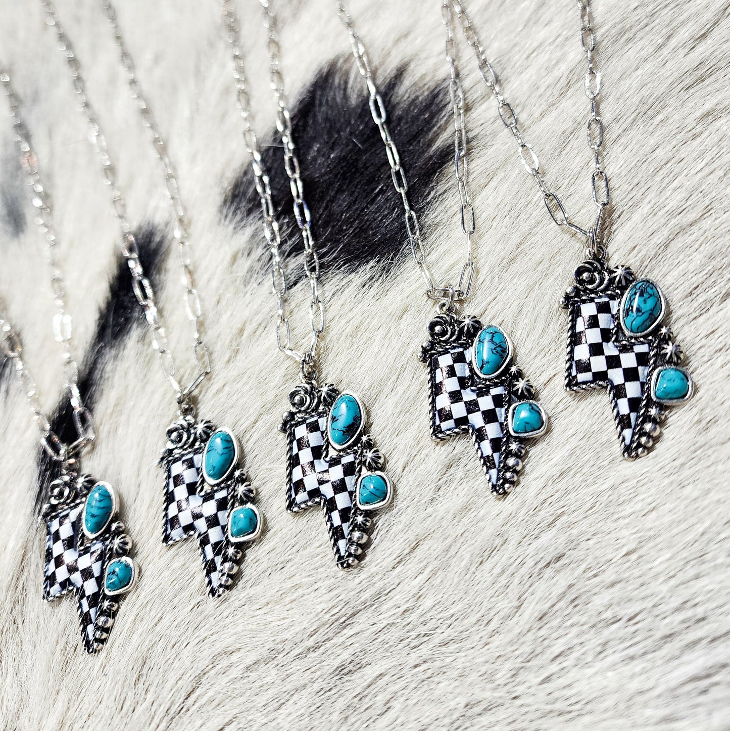 The Checkered Lightning Bolt Necklace