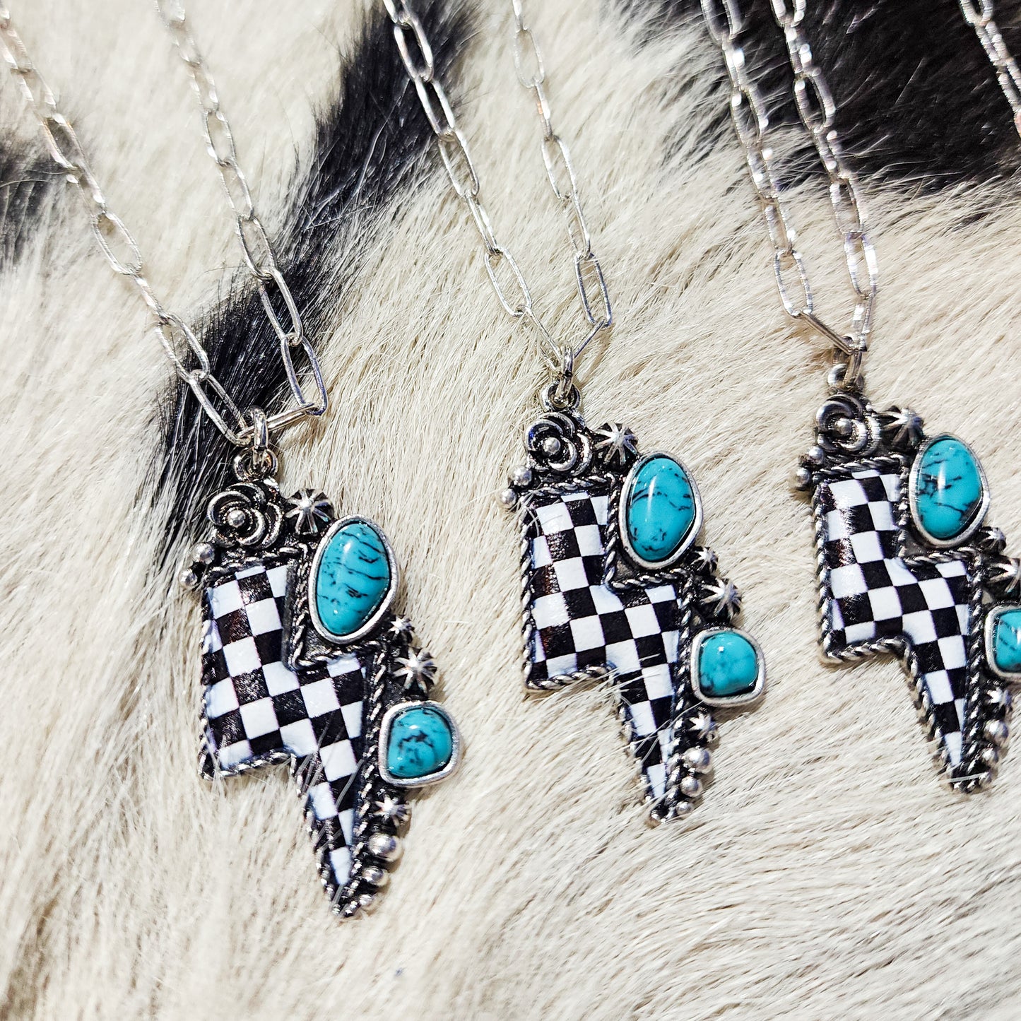 The Checkered Lightning Bolt Necklace