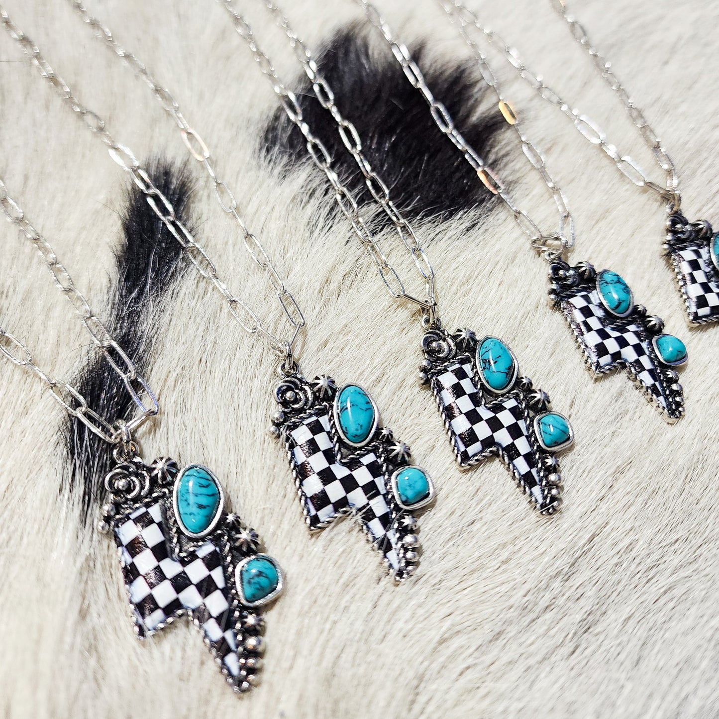 The Checkered Lightning Bolt Necklace