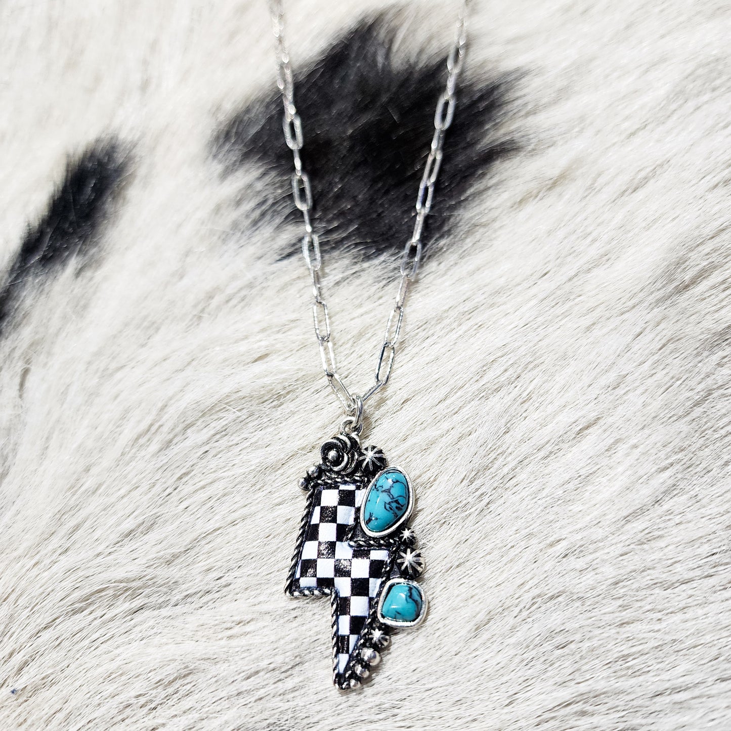 The Checkered Lightning Bolt Necklace