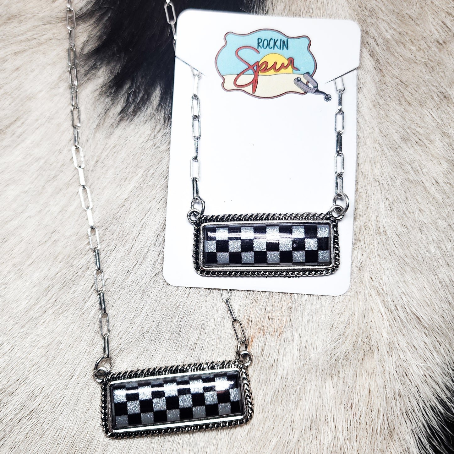 The Checkered Board Bar Necklace