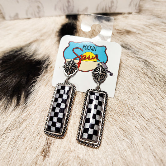 The Checkered Board Bar Earrings