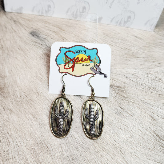 Vintage Gold Cactus Earrings