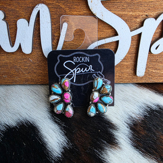 The Kingman Cotton Candy Half Cluster Earrings
