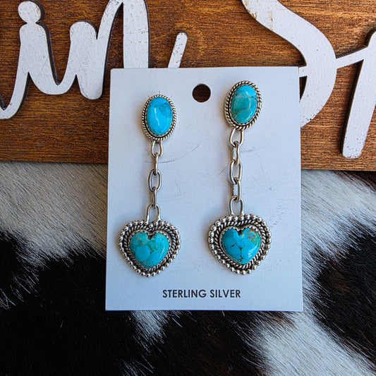 The Kayleigh Turquoise Heart Earrings