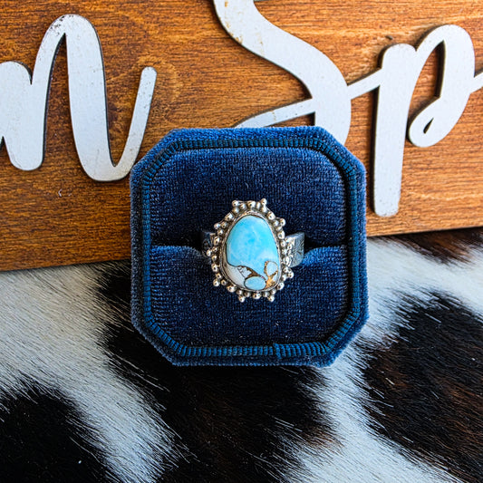 The Aliana Adjustable Kingman  Cotton Candy Ring