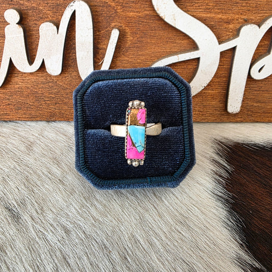 The Cosmo Adjustable Bar Kingman Cotton Candy Ring