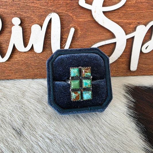 The 6 Stone Turquoise Adjustable Ring