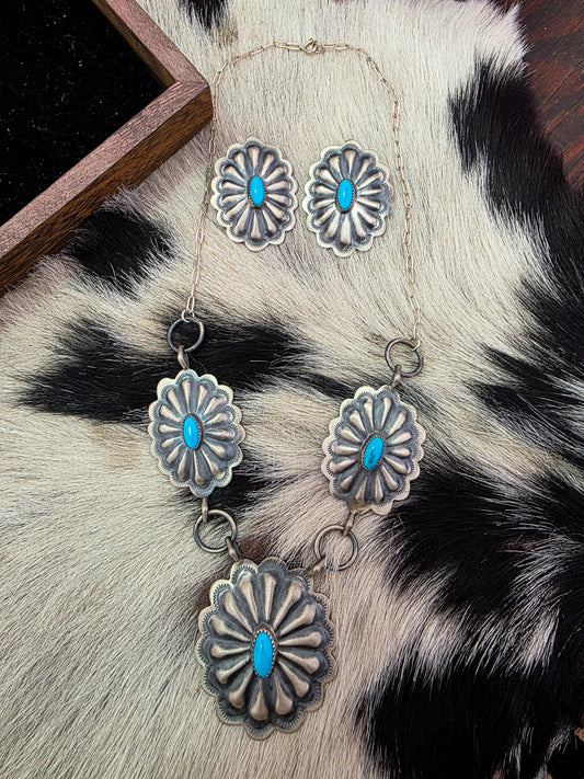 The Concho & Turquoise Necklace Earring Set