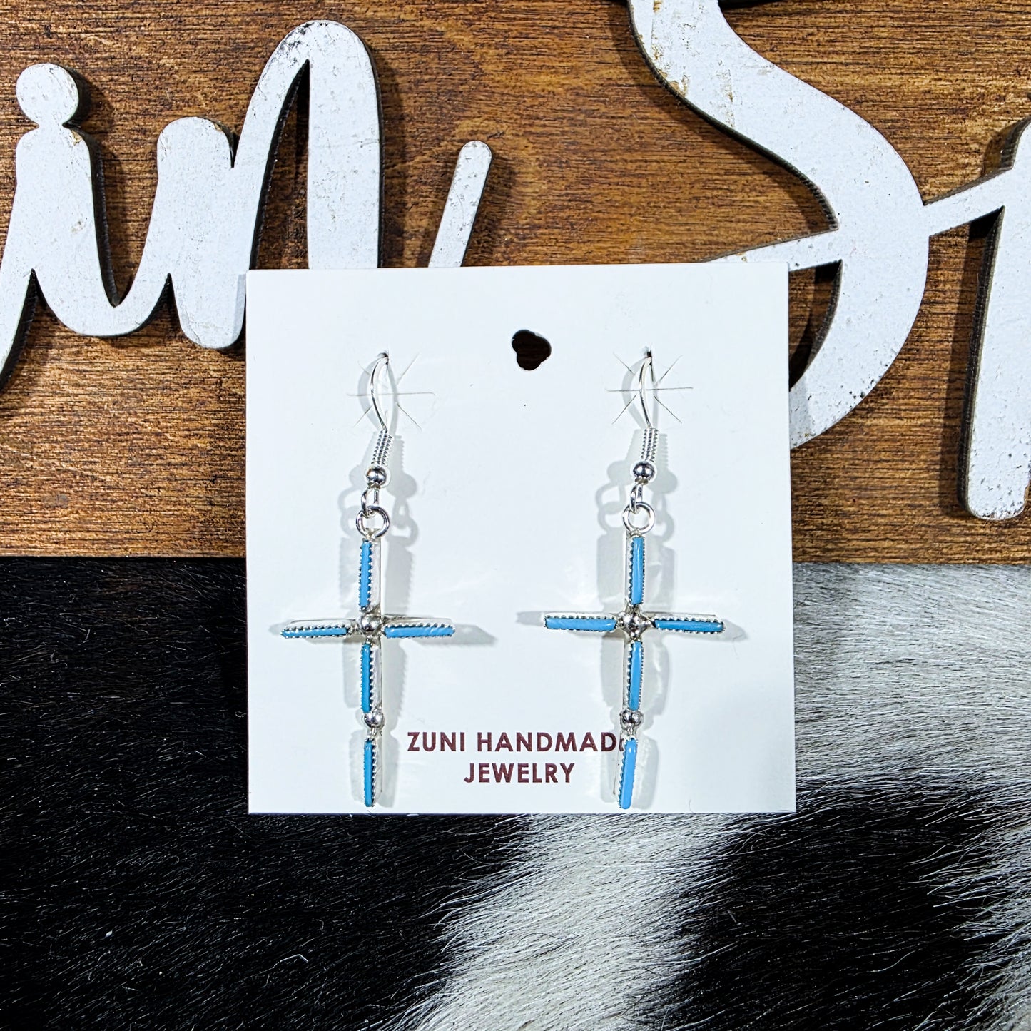 The Turquoise Cross Dangle Earrings