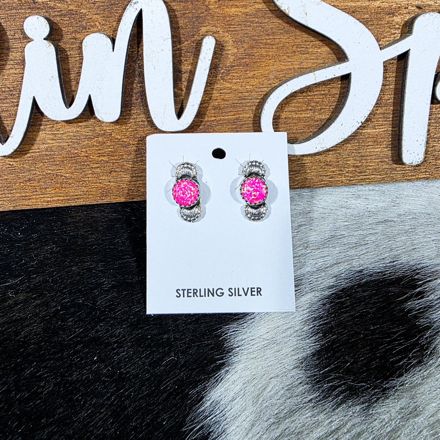 The Zinnia Hot Pink Stud Earrings