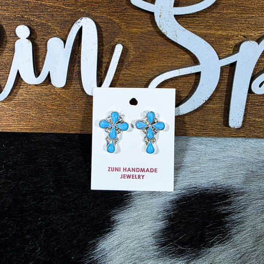 The Zuni Turquoise Cross Stud Earrings