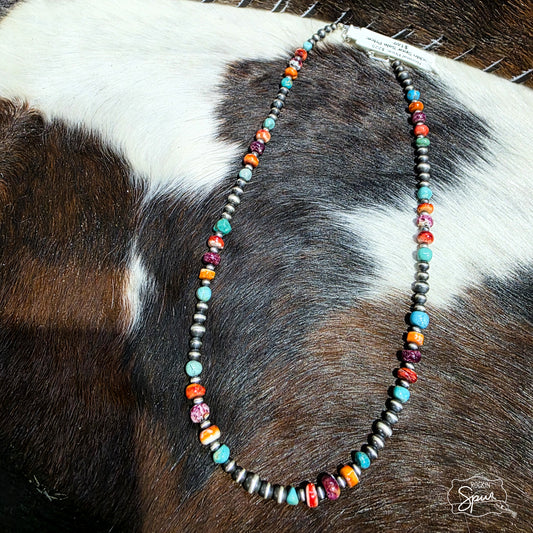 The Vibrant Spiny & Turquoise Pearl Necklace