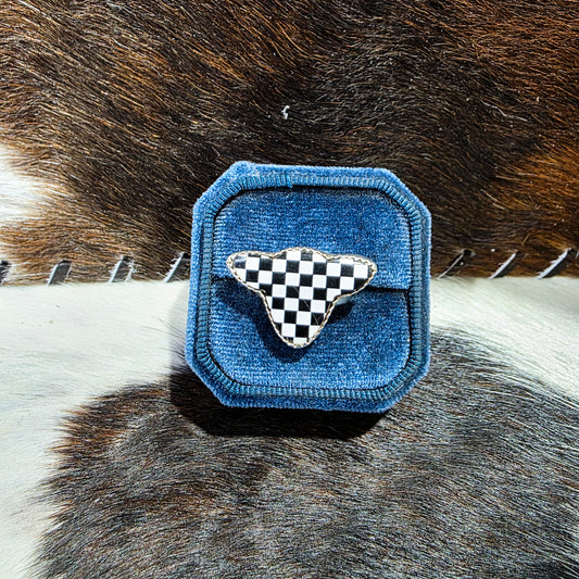The Checkerboard Cow Adjustable Ring